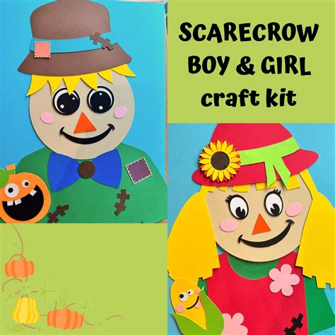 Scarecrow Paper Craft For Kids Fall Crafts For Kidsthanksgiving Craft