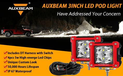 Auxbeam Inch Led Pod Lights With Dt Wiring Harness Kit W Spot Beam