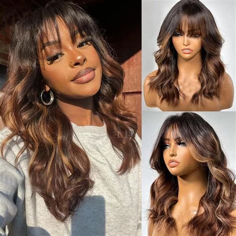 Ombre Brown And Honey Blonde Layered Cut Wavy Human Hair