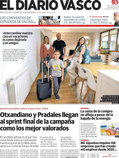 Portada El Diario Vasco S Bado De Abril De