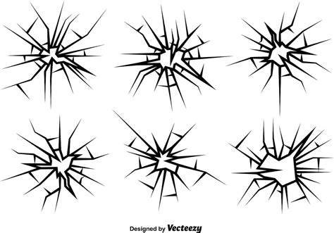 Shattered Cracked Glass Vector Set 104241 Vector Art At Vecteezy