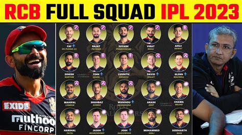 Royal Challengers Bangalore Full Squad 2023 Rcb Full Squad 2023 Ipl