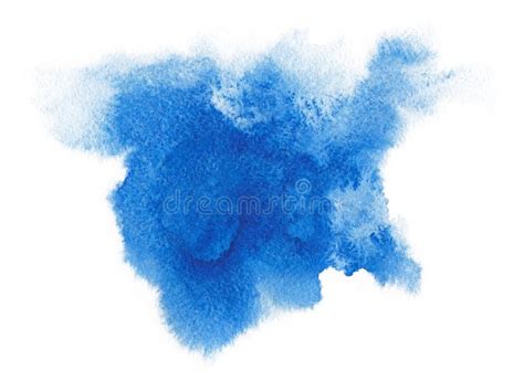 Watercolor Tache Bleue Abstraite Sur Le Papier Blanc D Aquarelle