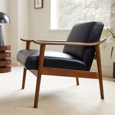 Mid-Century Leather Show Wood Chair | West Elm