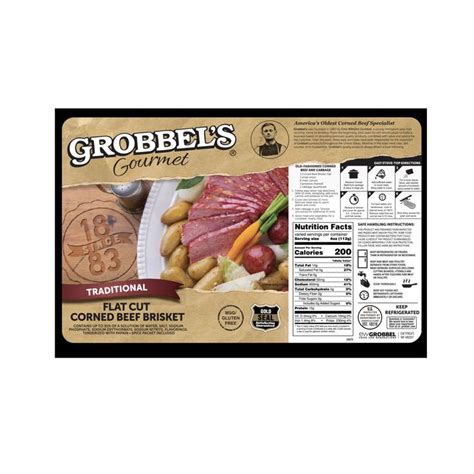 Grobbels Gourmet Corned Beef Brisket Flat Cut 3 Lb Average