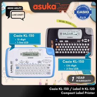 Casio Label It KL 120 18mm 2 Line Compact Label Printer 1 Years