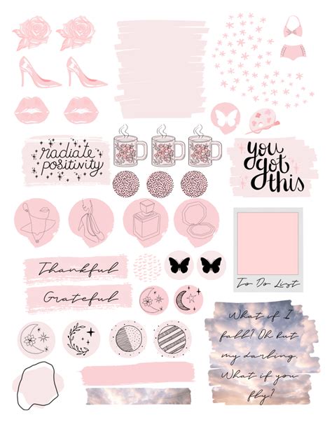 Pink Scrapbook Scrapbook Journal Scrapbook Stickers Bullet Journal Rose Journal Stickers