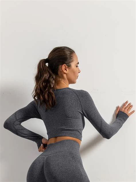 Womens Long Sleeve Crop Top Yoga Running Fitness Training Temu