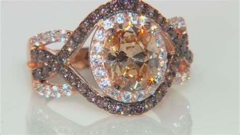 Champagne Brown And White Cubic Zirconia 18k Rose Gold Over Sterling