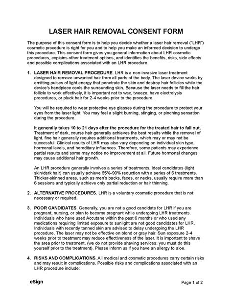 Free Laser Hair Removal Consent Form PDF Word