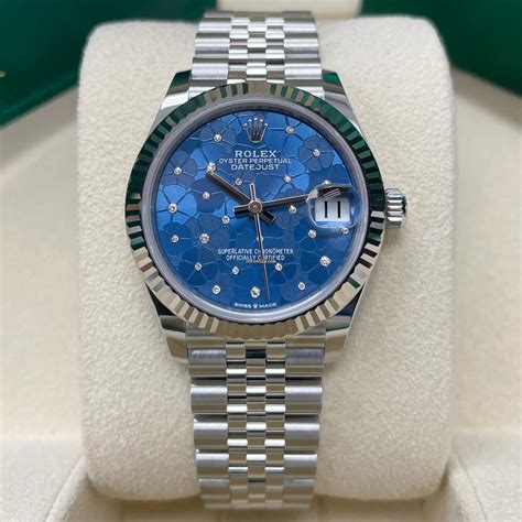 Rolex Datejust 31mm 278274 Fluted Bezel Azzurro Blue Floral For