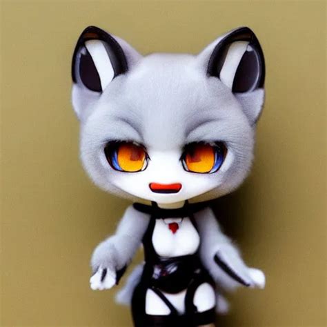 Nendoroid Eyes Kawaii Chibi Furry Female Grey Fox Stable Diffusion