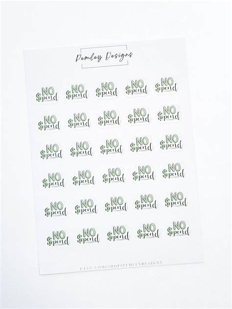 No Spend Stickers Personal Budget Stickers Planner Sticker Etsy