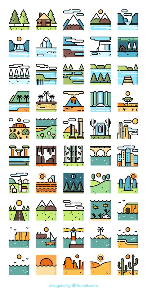 50 free vector icons of Landscapes designed by Freepik | Легкие рисунки ...