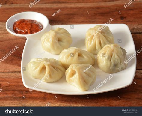 Veg Steam Momo Nepalese Traditional Dish Stock Photo