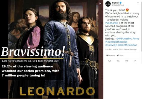 Leonardo Has High Ratings On Italian Tv Aidan Turner News