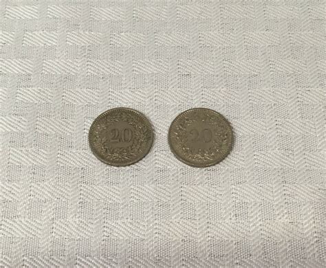 LOT OF 2 SWITZERLAND SWISS COINS CONFOEDERATIO HELVETICA 20