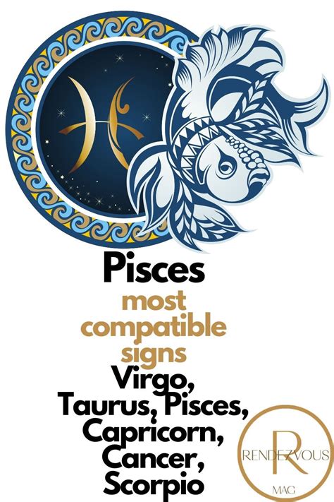 Pisces most compatible signs Virgo, Taurus, Pisces, Capricorn, Cancer,