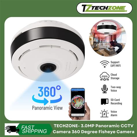 TECHZONE- 3.0MP Panoramic CCTV Camera 360 Degree Fisheye Camera, Night ...