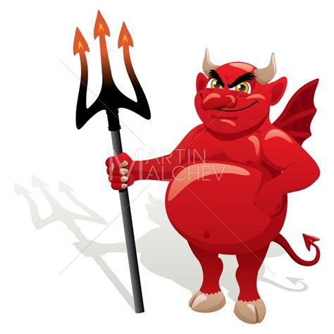 Devil Vector Cartoon Clipart Illustration Satan Demon Deuce Fiend