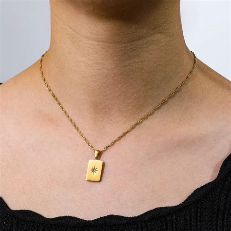 Joolim Jewelry K Gold Pvd Plated North Star Rectangle Necklace