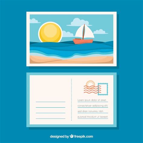 Free Vector Flat Travel Postcard Template With Summer Style