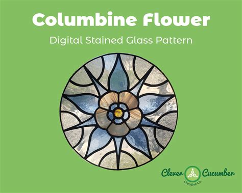 Columbine Flower Suncatcher Circular Stained Glass Pattern Download Etsy