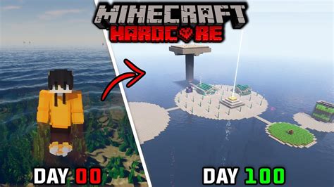 I Survived 100 Days In Ocean Only World In Minecraft Hardcore Youtube