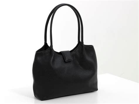 Black Leather Tote Bag Soft Handbag Purse Ready To Ship Etsy