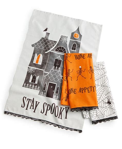 Martha Stewart Collection 3 Pc Spooky Kitchen Towel Set Created For