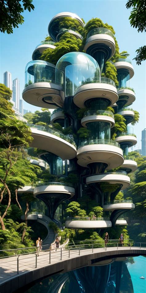 Biophilic Skyscrapers Futuristic City Design Organic Architecture