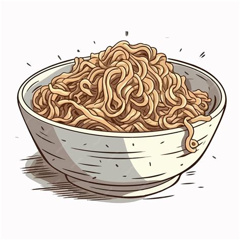 麺フラット ベクトル図 麺手描きの分離ベクトル図 プレミアムベクター