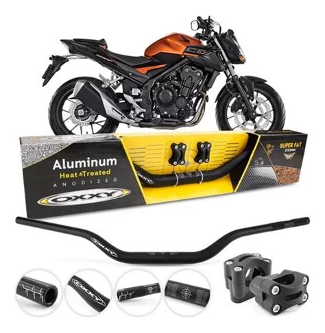 Guidão Oxxy Naked Adap Hornet Fazer Xj6 Cb 300 Preto Parcelamento