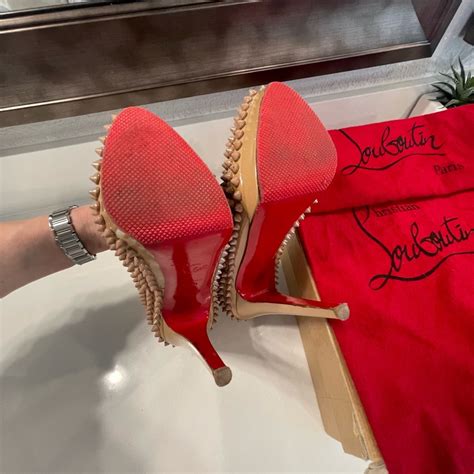 Christian Louboutin Alti Spike Nude Patent Leather Pu Gem