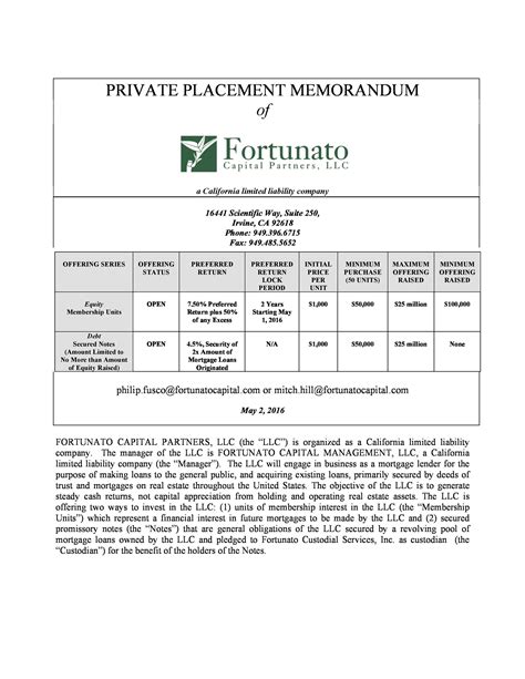 40 Private Placement Memorandum Templates Word Pdf