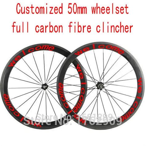 New Customized 700C 50mm Clincher Rims Road Bicycle Aero 3K UD 12K Full