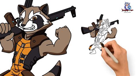 How To Draw Rocket Racoon Guardians Of The Galaxy Art Tutorial Youtube