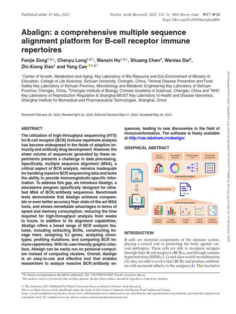 Abalign - A Comprehensive Multiple Sequence Alignment Platform For B-Cell Receptor Immune ...