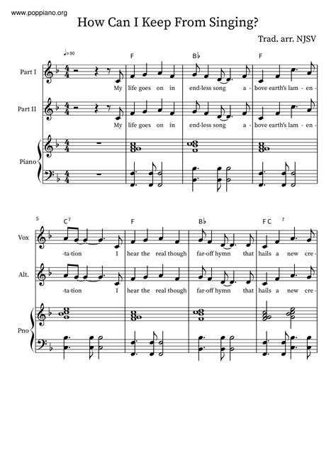 American Folksong How Can I Keep From Singing Sheet Music Pdf Free