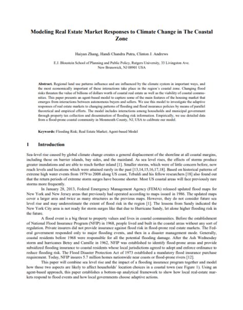 Modeling Real Estate Market Responses To Climate Change In The Coastal