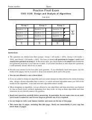 Sample Final Solutions Banner Number Name Practice Final Exam Csci