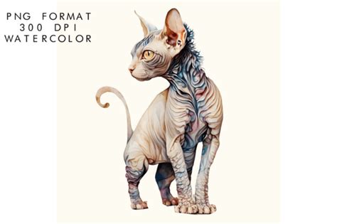 Watercolor Sphynx Cat Sublimation Graphic By Watercolorbykr Creative