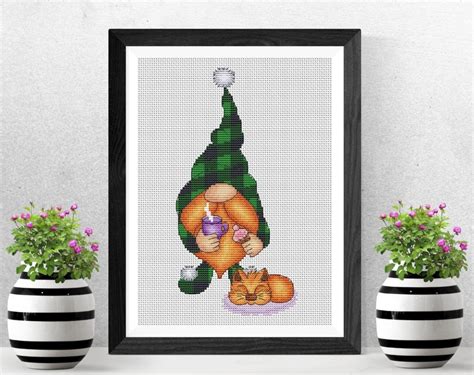 Plaid Gnome Cross Stitch Pattern Code Kpx Kspatternsxstitch Buy