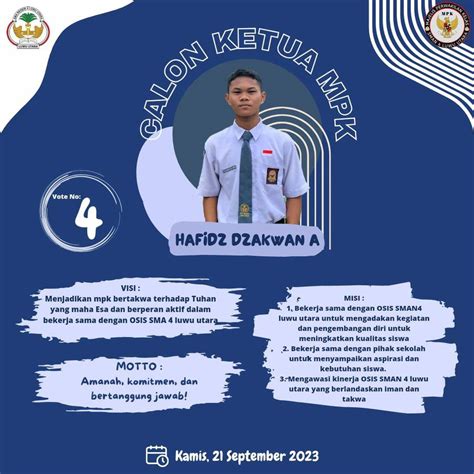 Yuk Kenali Calon Ketua MPK 2023 – SMAN 4 Luwu Utara Sulawesi Selatan