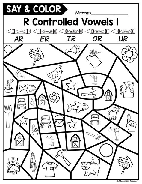 Say And Color R Controlled Vowels A Teachable Teacher