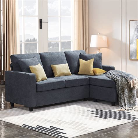 Honbay Convertible Reversible Chaise Comfy L Shaped Sectional Sofa