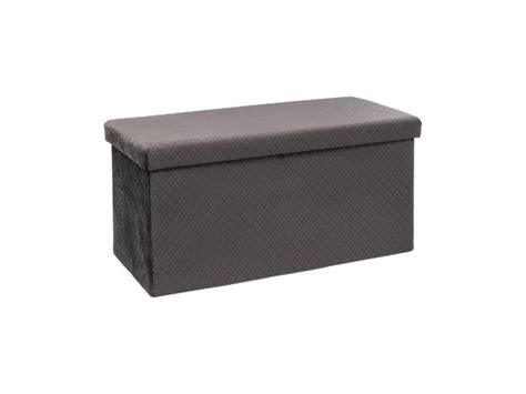 En Pouf Pliant Double Et Coffre De Rangement En Velours Gris X Cm