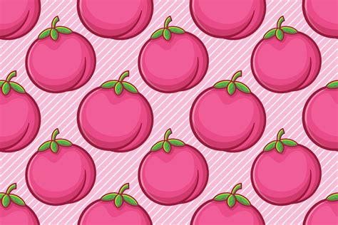 Pink Peach Fruit Seamless Pattern Vector Illustration 15359823 Vector