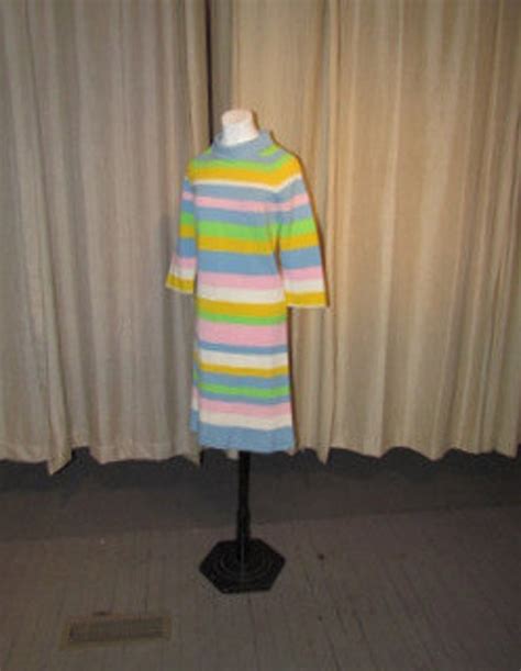 Striped Pastel Knit Sweater Dress By Beaumondevintage On Etsy