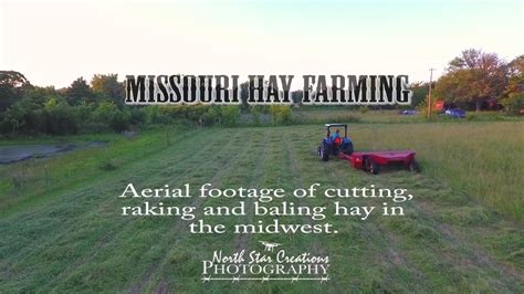 Aerial Of Missouri Farmer Cutting Raking And Baling Hay Missouri